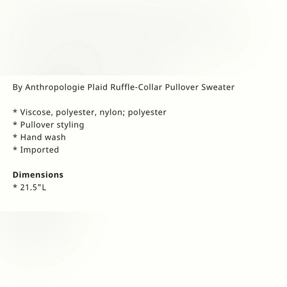 Anthropologie ruffle collar pullover sweater large black white plaid check - Picture 4 of 15